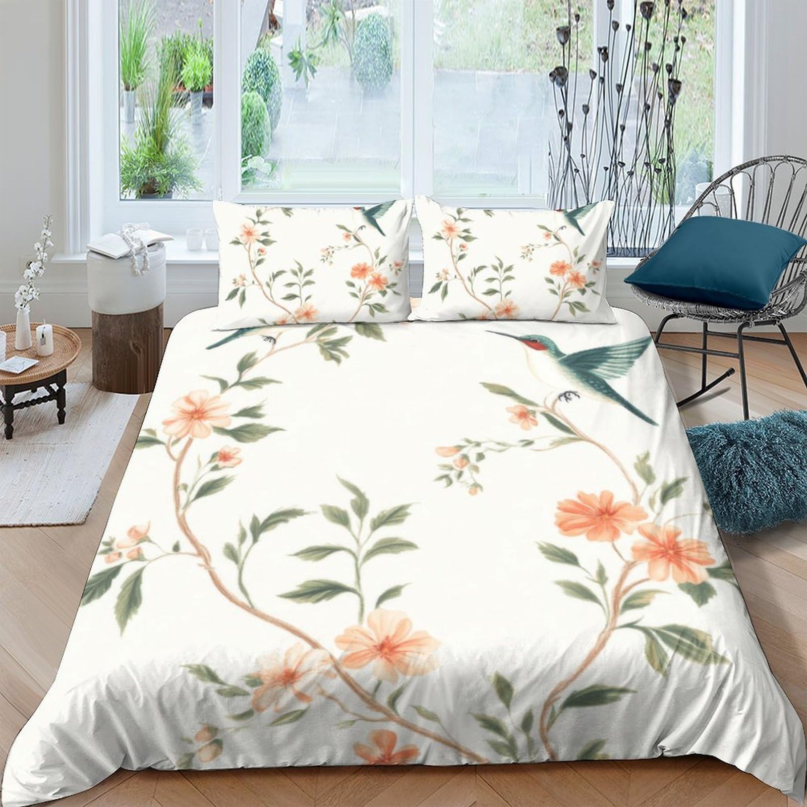 Ctjqhvkz Style-10 3D Printed Floral Bird Fitted Sheet Microfiber Anti-Slip Bed Cover Bedroom Decor Dustproof Easy Care For Adults Teens Single（135X200cm）