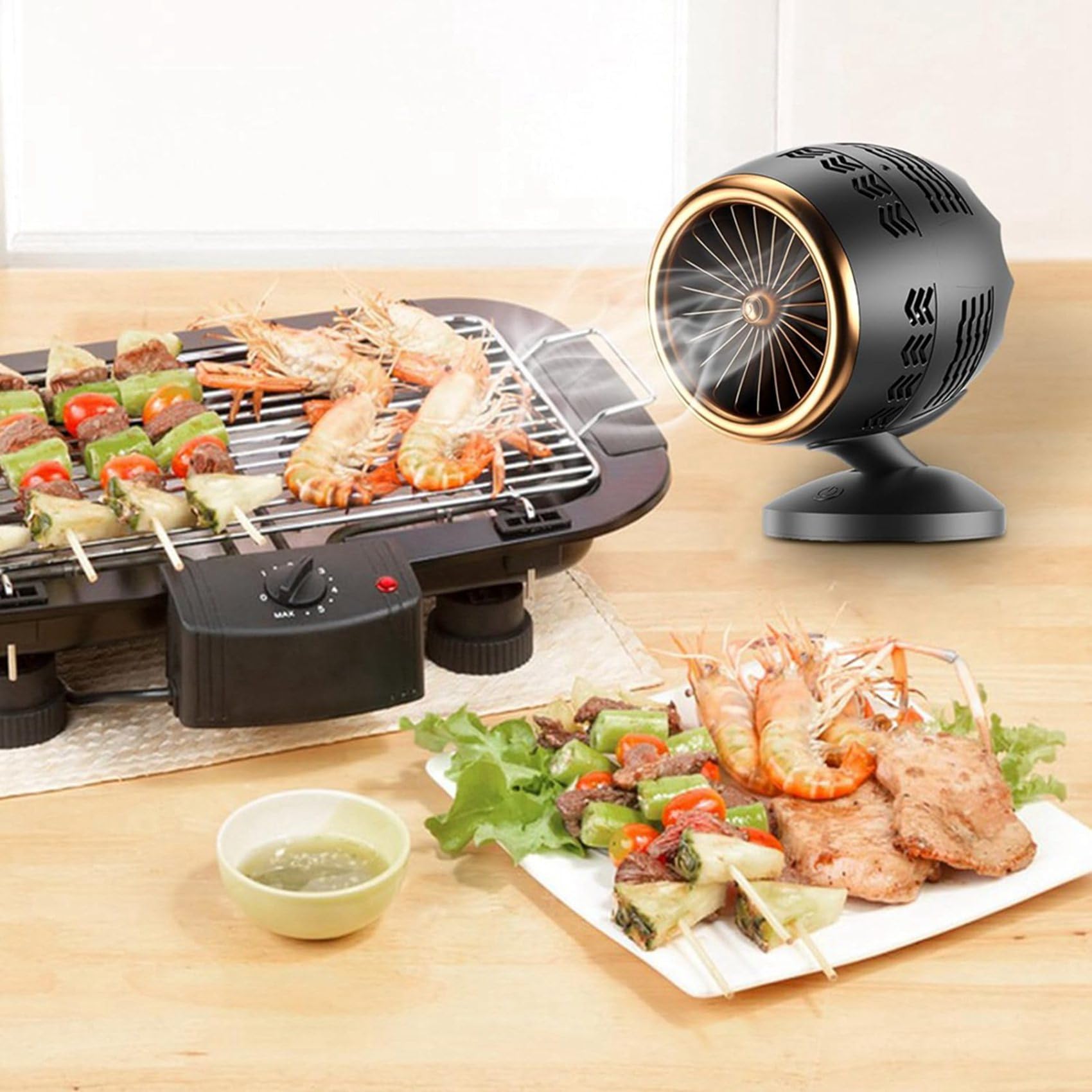 Desktop-Dunstabzugshauben, Tragbarer Abluftventilator für die Küche, Wiederaufladbar über USB, Tragbare Dunstabzugshaube mit Filter für Grill, Hot Pot, Langlebig
