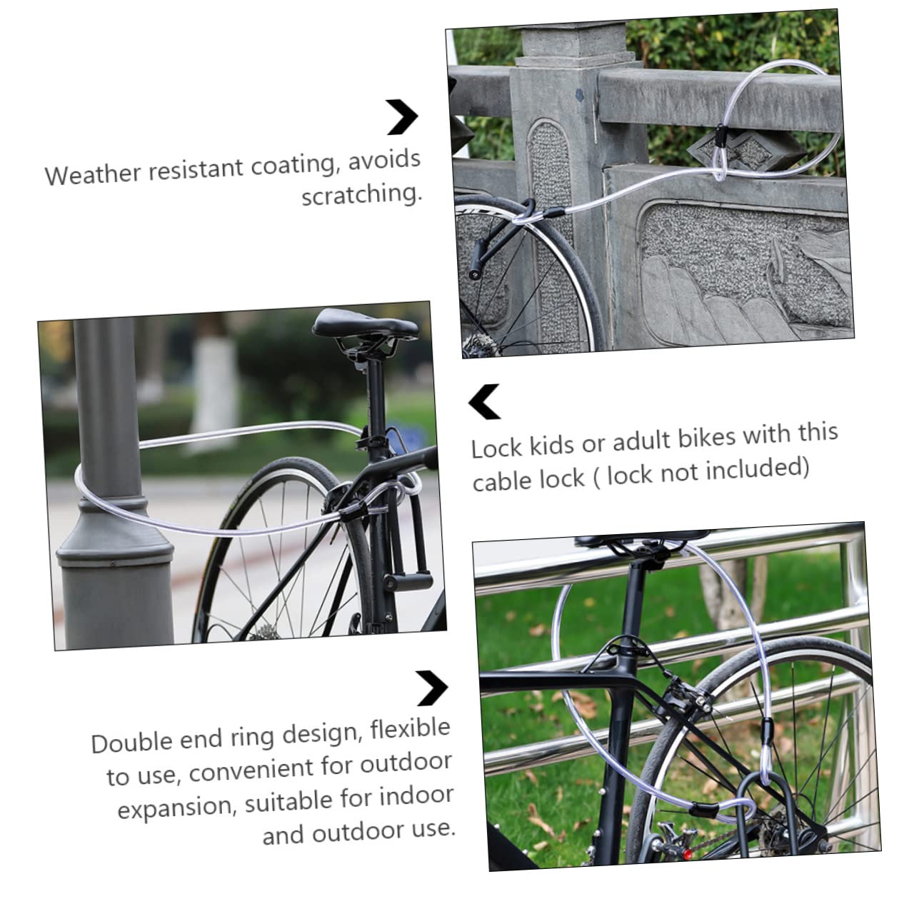VILLCASE Bike Lock Safety Cable Durable Double Loop Design for Road Mountain Bikes Weather Resistant Coating Securely Locks Equipment for Indoor Outdoor Use