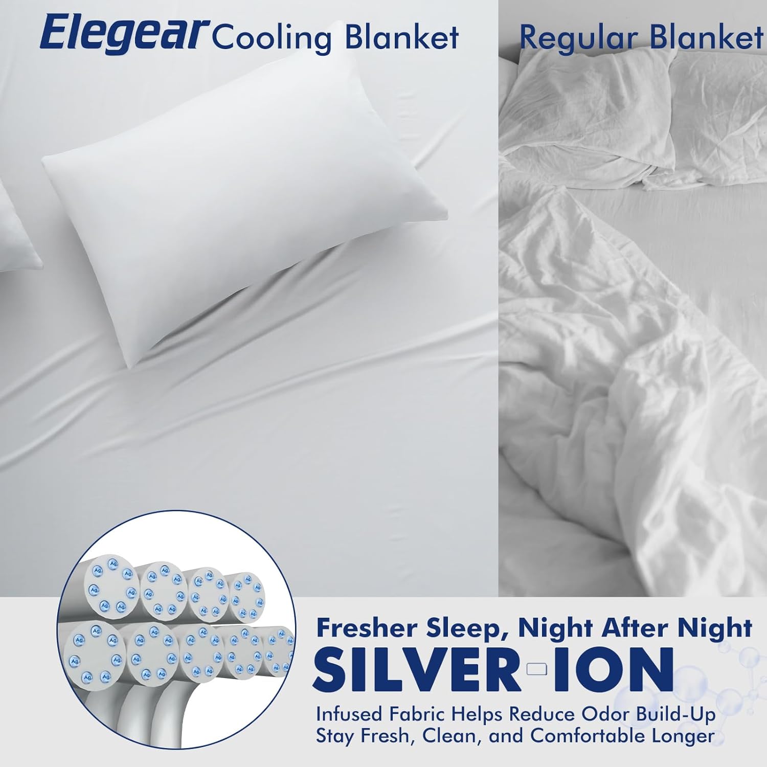 Elegear Cooling Blankets for Hot Sleeper Throw XL, Arc-Chill 3.0 Cool Fiber with Silver Ion for Sensitive Skin, Ultra Lightweight Breathable Summer Cold Blanket for Home Bed Couch Office Camping, Gray