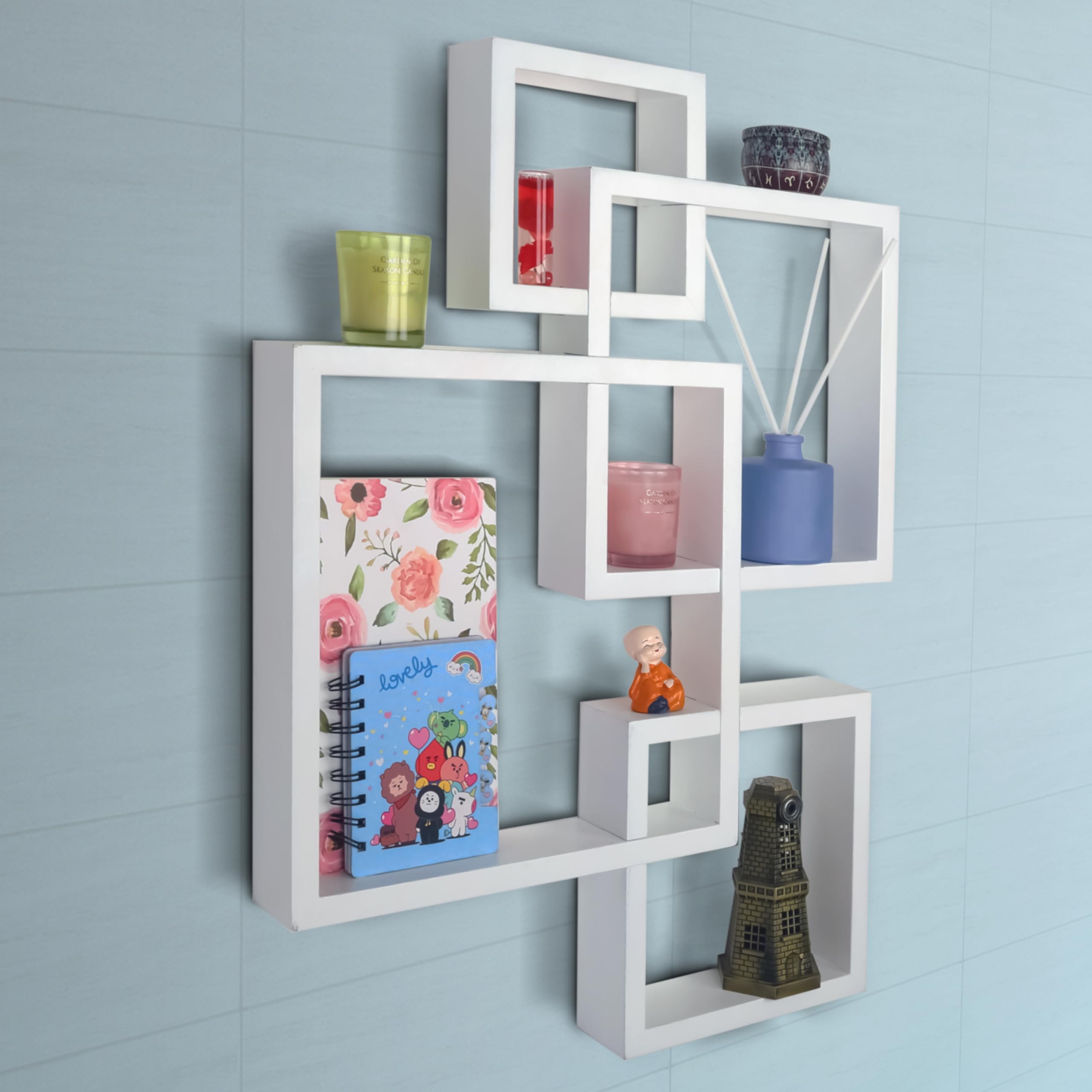 HBCY Creations Scaffale Appendiabiti Da Parete 86cm In Legno Di Pino Bianco Con 7 Ganci In Metallo - Per Ingresso, Cucina, Bagno