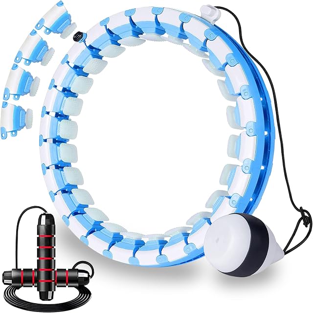 28 knots weighted hula hoop| smart hula hoop with skipping rope| weighted hoola hoops Great for Adults and Beginners| hula hoop with weight ball