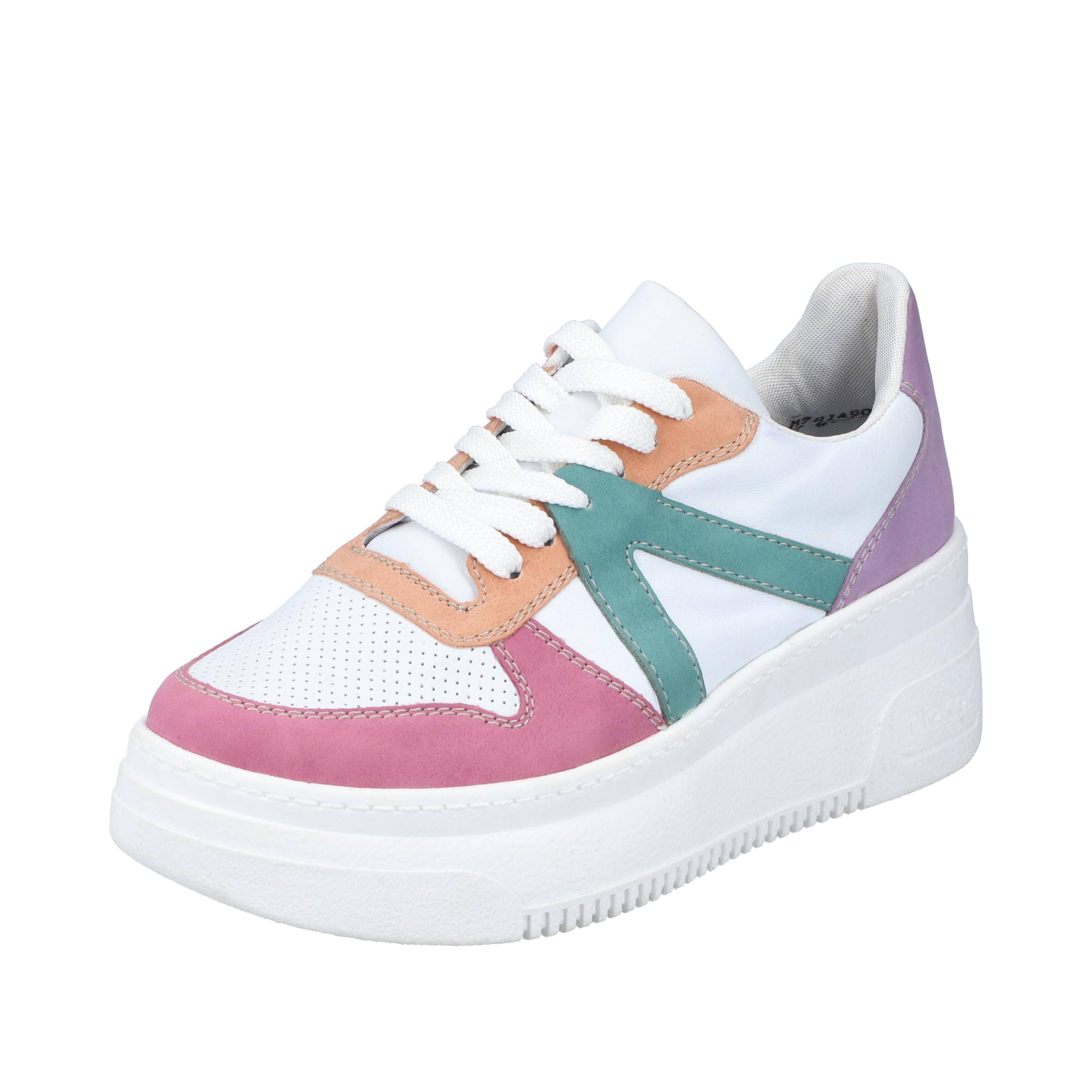 Rieker Women's M7814 Lace-Up Shoes, White Combi, 7.5 UK