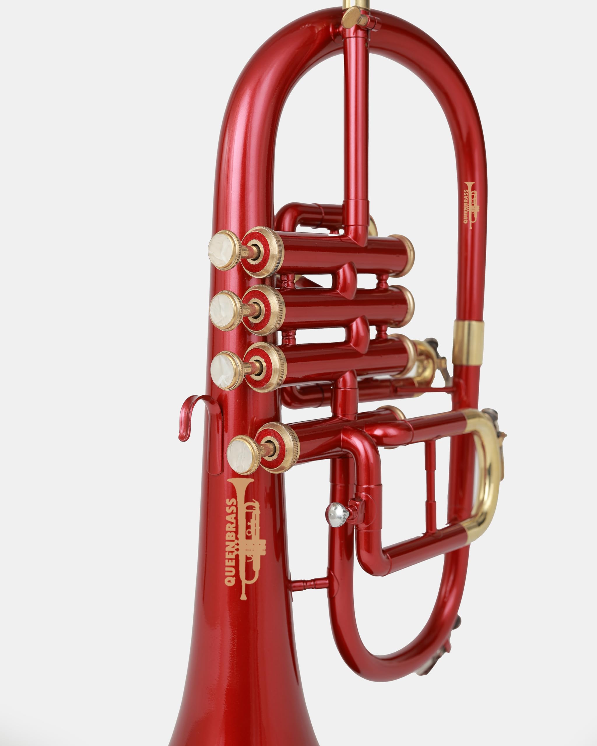 Flügelhorn mit 4 Ventilen in Bb/F-Teilung, farbiges Finish mit Mundstück und Koffer, Messing-Flügelhorn für Jazz, Orchester und Messingbänder, Rot