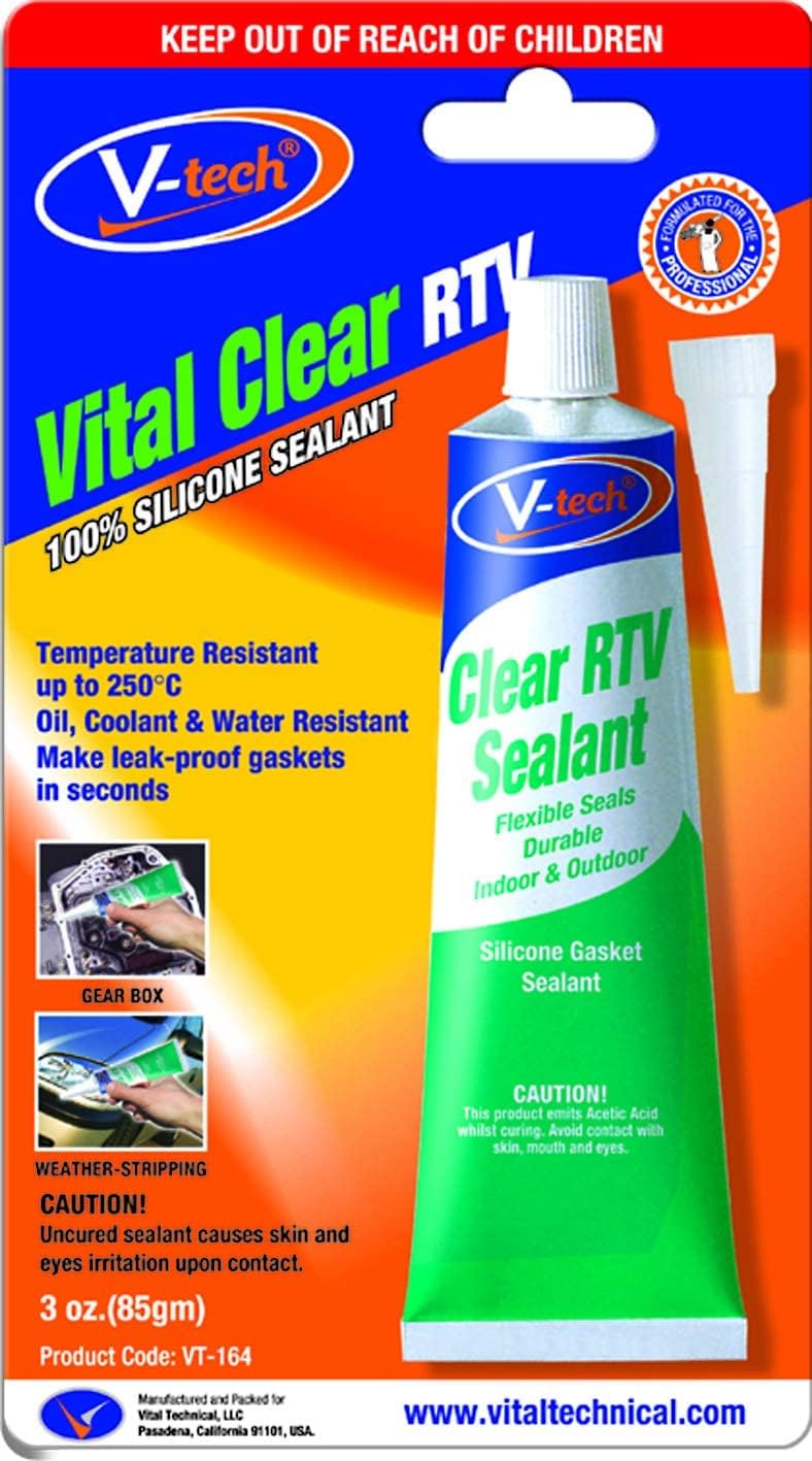 Vtech Clear RTV Silicone Gasket Sealant 250C (85gm) Water Resistant