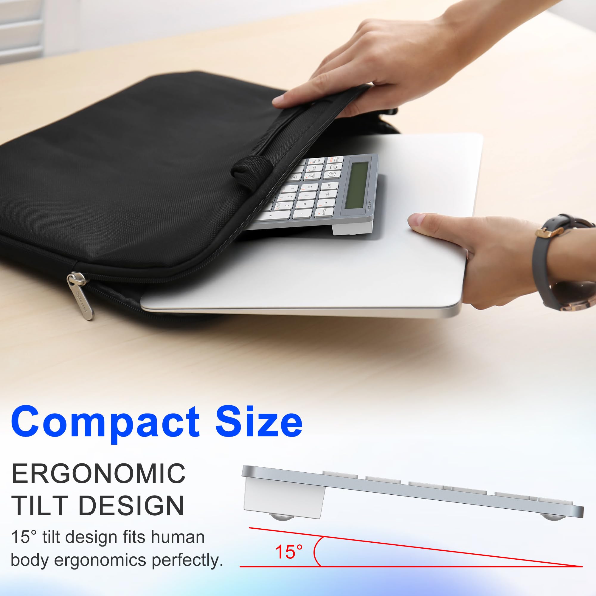 Rytaki Pro ​​Tastierino Numerico Wireless con Calcolatrice - 34 Tasti Tastierino Numerico Bluetooth per mac/PC/Laptop/MacBook/Windows/iOS e Android​（Ricarica USB-C）