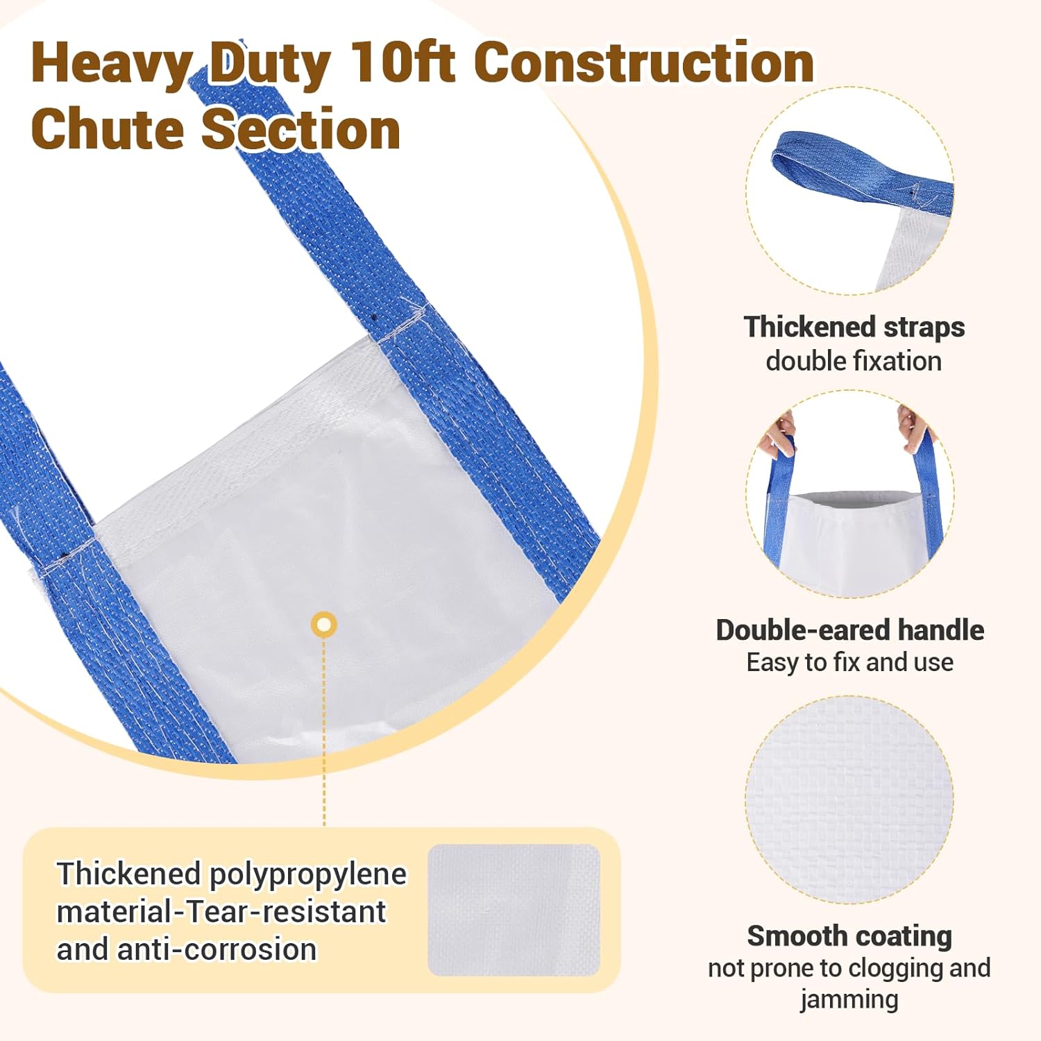 JIAWANSHUN 10ft x 33in Heavy Duty Construction Trash Chute - Widened Debris Chute, Portable & Easy Install for High Floor Renovation & Construction Sites
