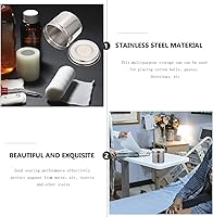 Vista 6 de EXCEART Tarro de acero inoxidable Recipiente de bolas de algodón Frasco Esponja de algodón Contenedor de gasa hisopos de algodón Recipiente