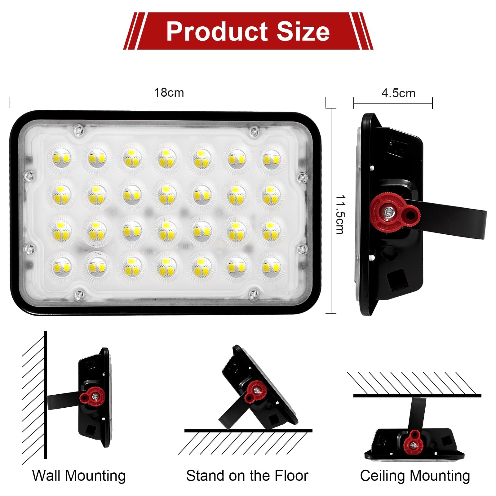 CREATESTAR Faretto Led da Esterno 50W 5000LM, Faretti Led Esterni 6500K luce bianca fredda, IP66 Impermeabile Faro Led Esterno per magazzino giardino garage campo sportivo cortile parcheggio