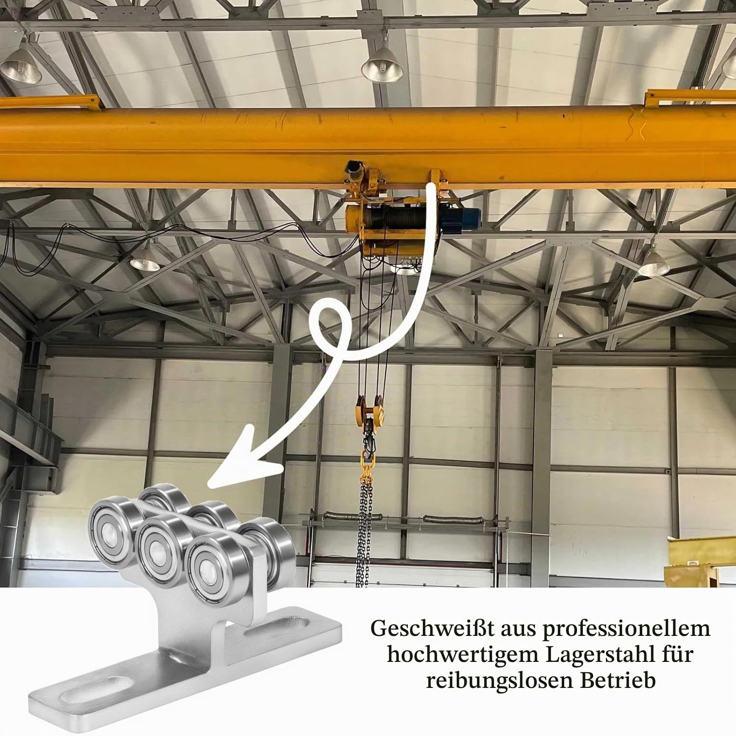 2 Stück 6-Rad-Trolley-Baugruppe,T-förmige Montagerollen,Tragfähigkeit Bis zu 245Kg, für Schiebetüren, Elektro-Hebezeug