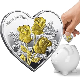 Heart-Shaped Commemorative Coin,Valentine's Day Rose Heart-Shaped Collectible Coins - Commemorative Coin, I Love You Collectible Coins, Art Collection Coin for Couple Fovolat
