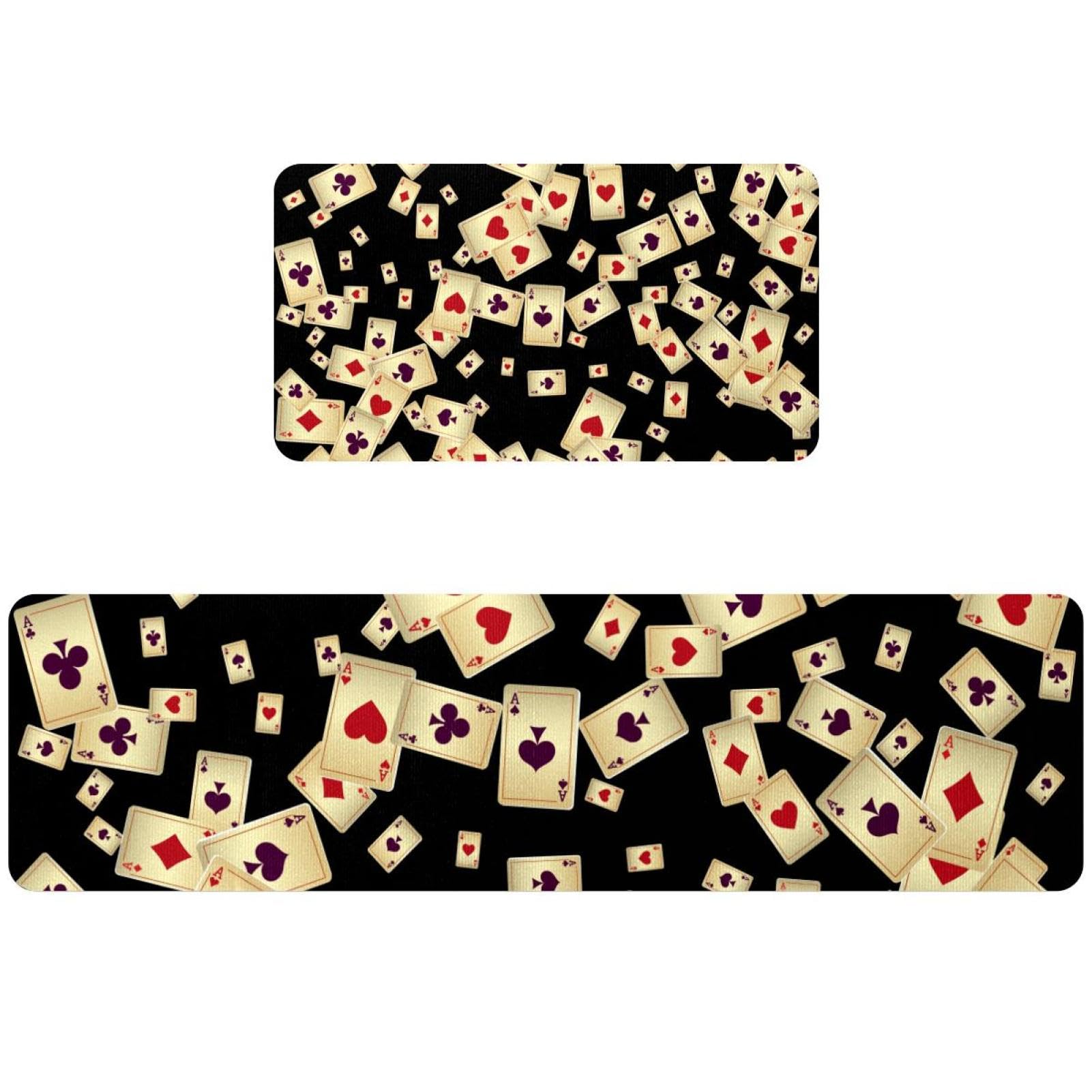 Alfombrillas de cocina vintage naipes juego de 2 alfombras para suelo húmedo