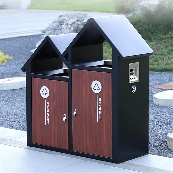 Buy HONGYIFEI2021 Large Trash Can Creative Outdoor Trash Can Double