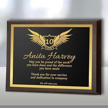 Custom Award Plaque Personalized Engraved Plaques for Retirement Employee Appreciation Volunteer Recognition Ideal for Teachers Students