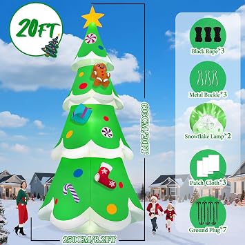 20FT Christmas Tree Inflatable, Kalolary Giant Christmas Yard Inflatables