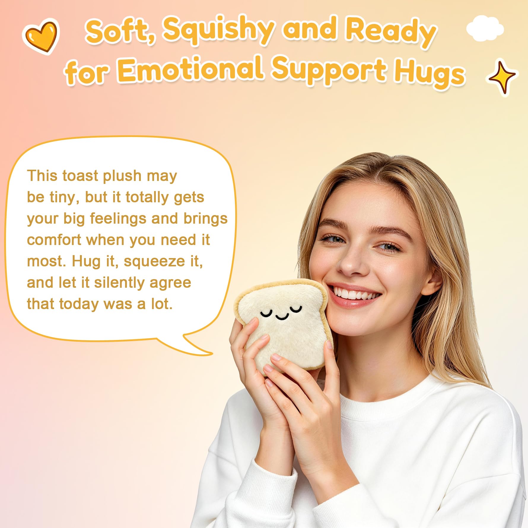 Ausener Weekie Wonders - Ciondolo a forma di toast emotivo, morbido peluche, regalo divertente per mamma, adolescenti, adulti e colleghi (confezione da 7, toast)