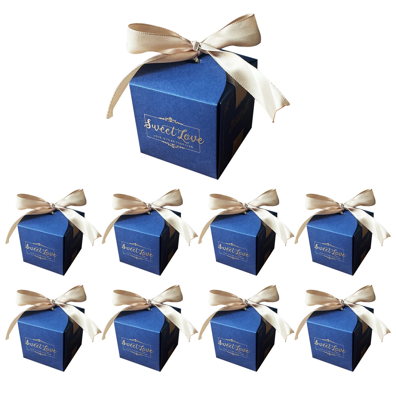 ONEBO 30 Pcs Wedding Favour Boxes, Party Favour Gift Boxes, Gift Bags for Ramadan with leather ties, for Birthday, Wedding, Party Favors, Mother's Day (6.4 x 6.4 x 6.4 cm)