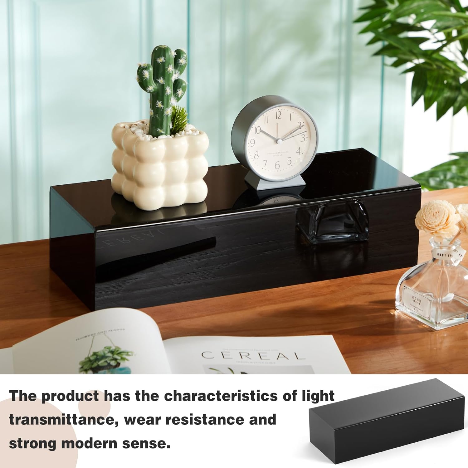 Chunful Black Acrylic Display Box Riser Trophy Base Acrylic Pedestal Stand Block Versatile Trophy Diorama Base and Storage for Photography Props Home Office Decor Showing(16" L X 6" W X 4" H)