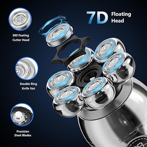 Miniatura 3 de Máquina de afeitar eléctrica multifuncional 5 en 1 para hombre, afeitadora calva para hombres, kit de afeitadora de aseo de viaje recargable