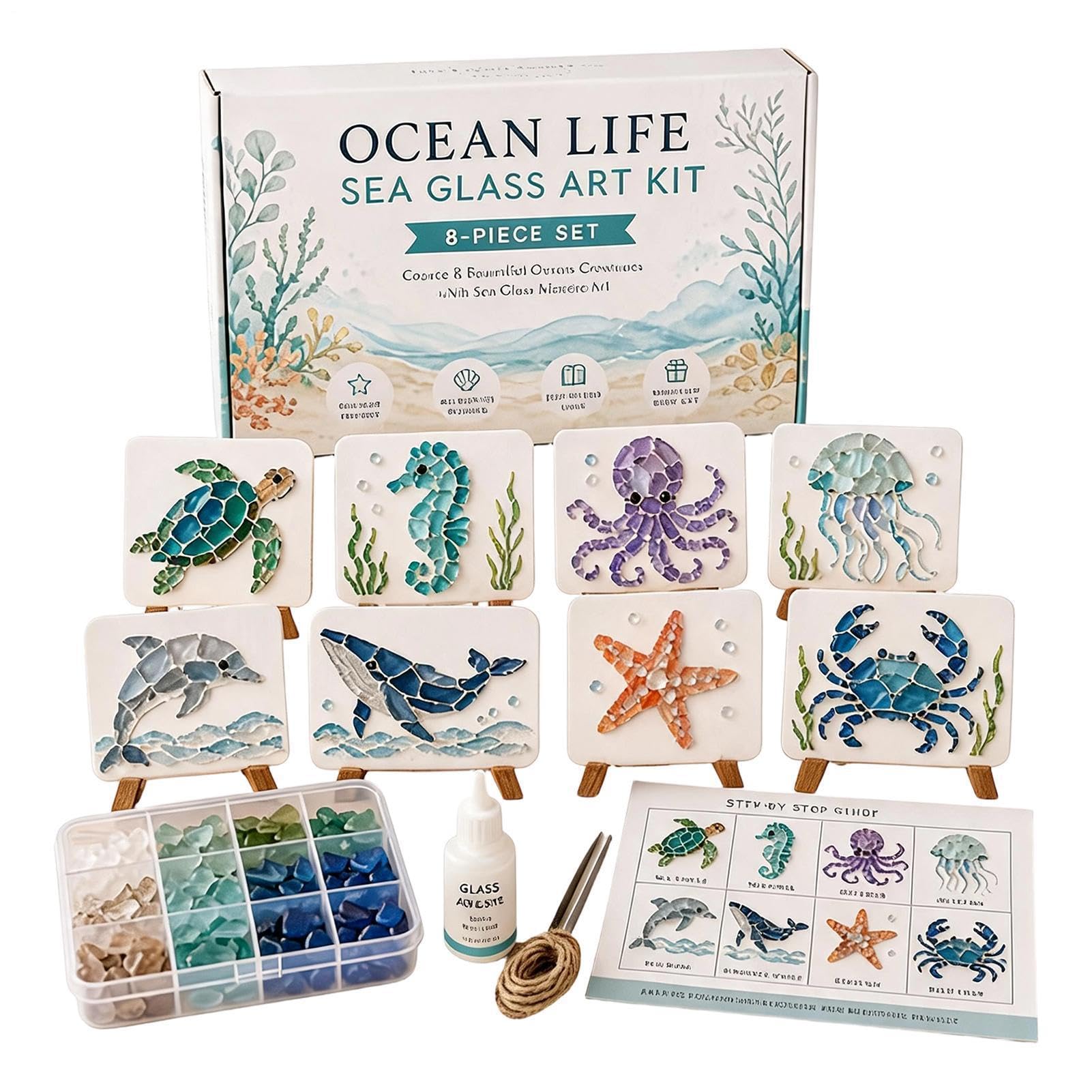 DIY Sea Glass Mosaic Art Kit, Seas Animals Sea Glass Art Kit