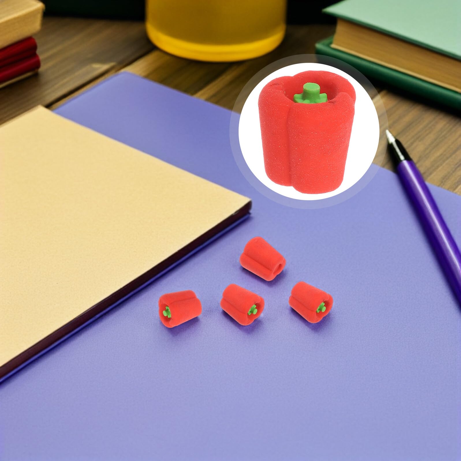 Healeved Set da 100 Gomme da Cancellare a Forma di Peperone in Tpr Gomme Divertenti per Colorate e Portatili per Scuola Premi in Classe e Uso Quotidiano