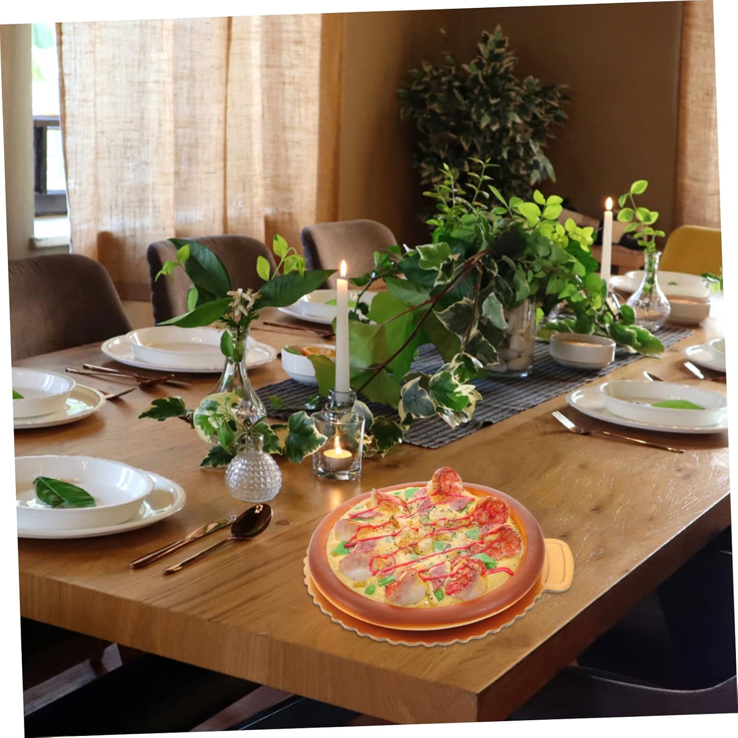 Realistic Pizza Model Toy 7.08 Inch Simulation Pizza Prop for Photography Party Decor Table Display Reusable Food Model