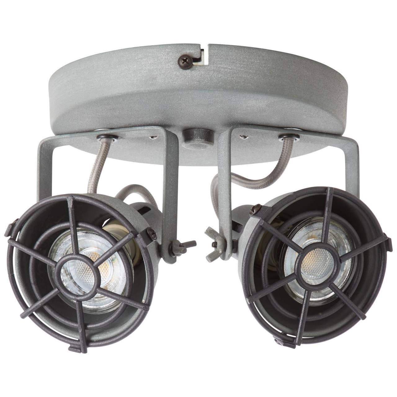 Brilliant Lampe Jesper LED Spotrohr – 4x PAR51 GU10, 5W, 3000K, 380lm, Grau Beton-Optik, Schwenkbar & Drehbar
