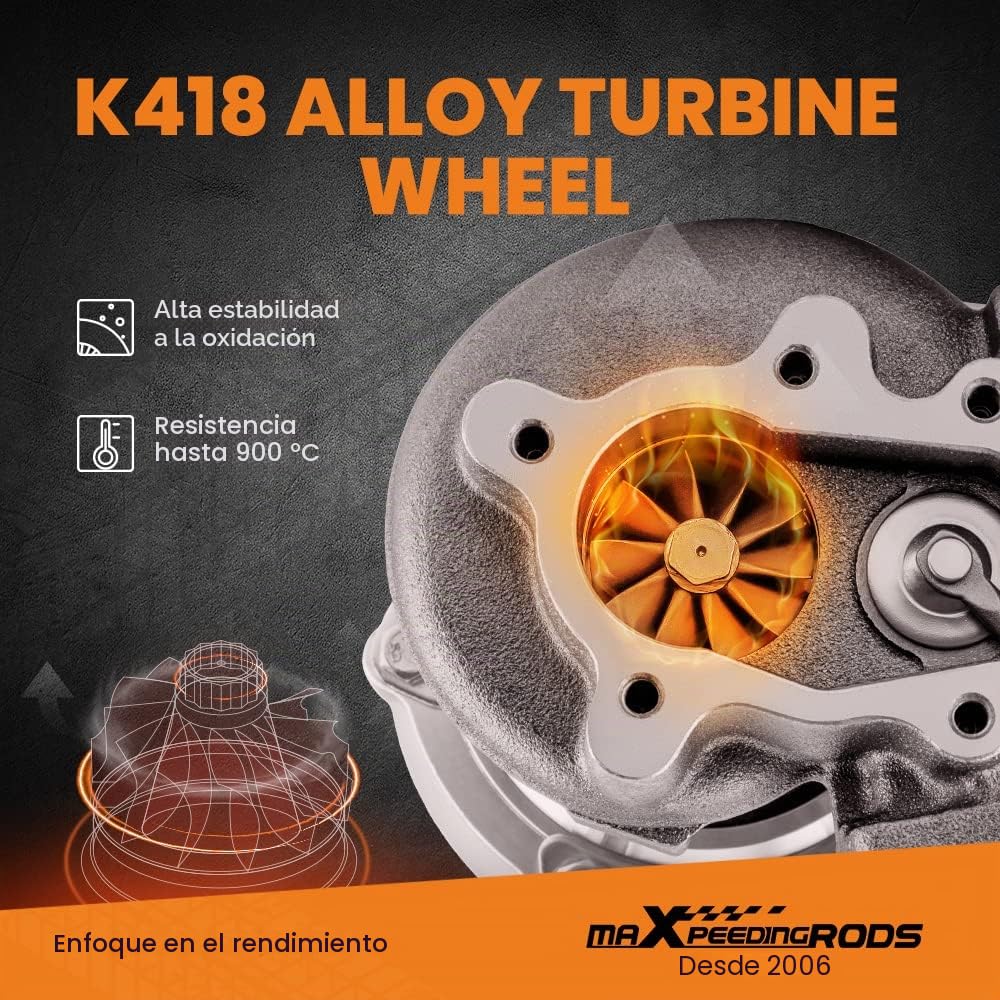maXpeedingrods Turbocompresor GT2871 .64 .60 A/R T25 T28 GT25 GT2860 350 CV 0,6 A/R 0,64 A/R 5 tornillos brida universal + refrigeración por agua