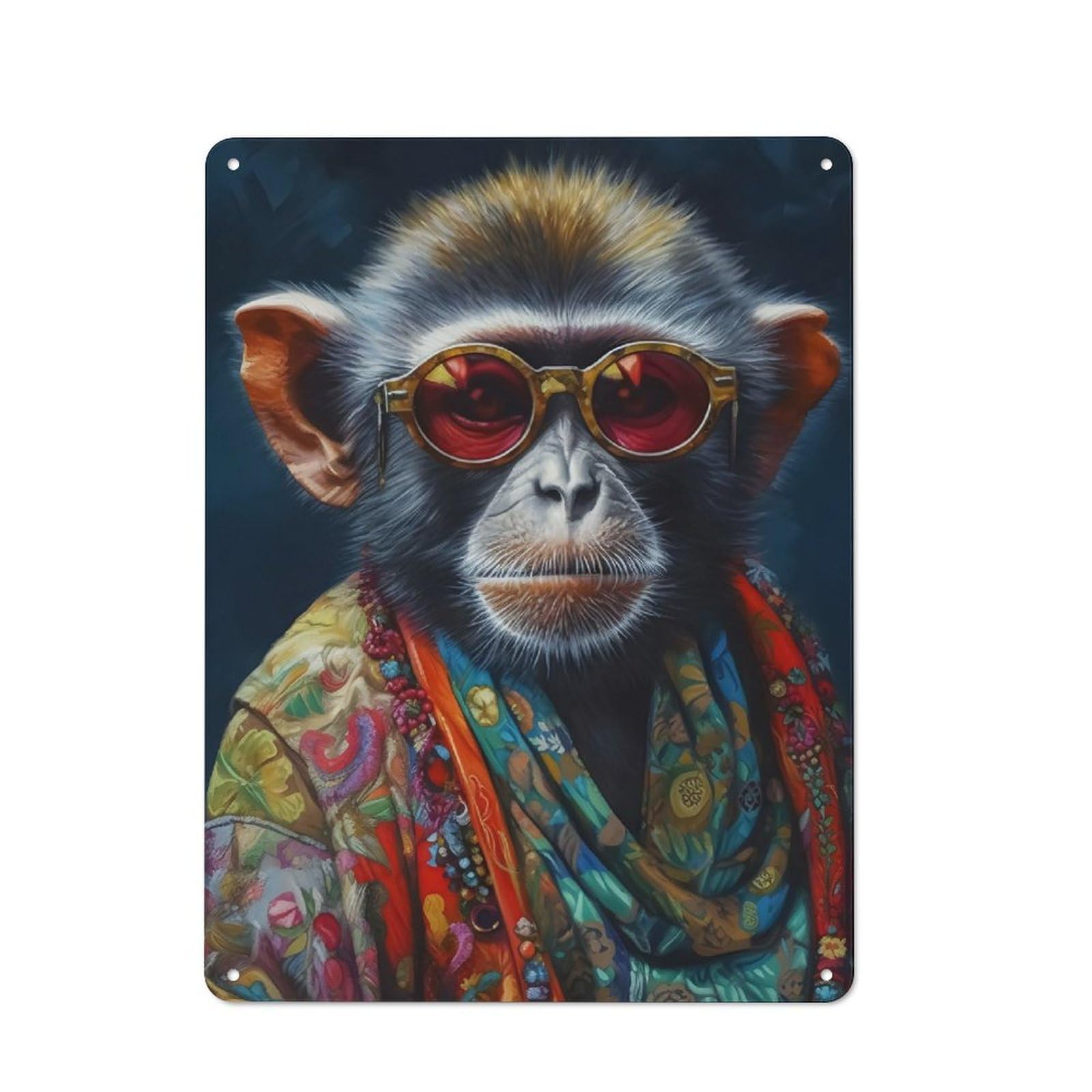Junmoney Monkey With Sunglasses For Café Or Restaurant, Vintage Metal Sign 40X30cm, For Vintage Wall Decor Fans, For Cafés, Pubs And Restaurants