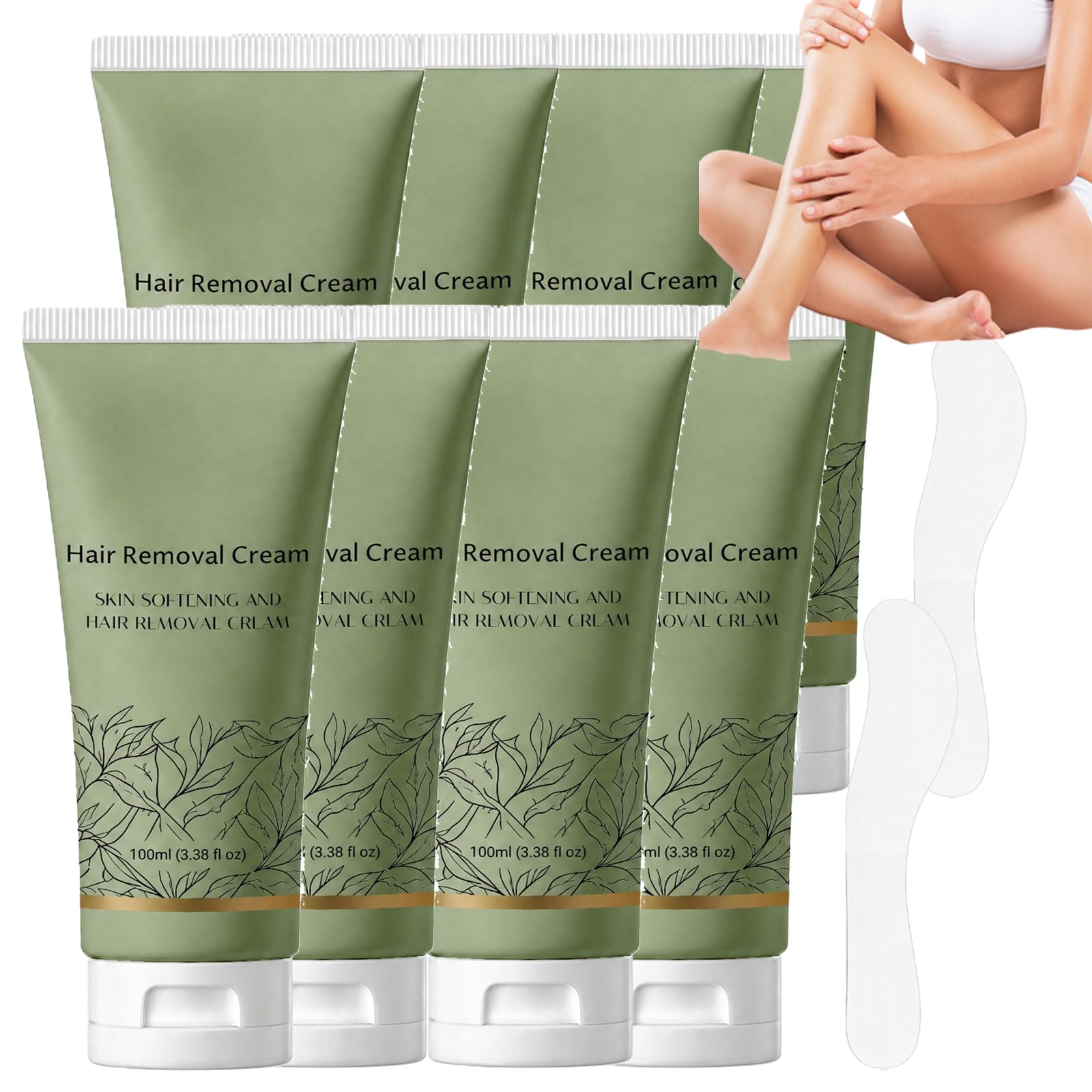 Crema de depilación para todas las mujeres y hombres, crema depilatoria suavizante con espátula, bálsamo para eliminar el vello de la piel sensible, bálsamo para eliminar el vello púbico sin dolor