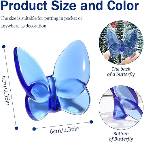 Miniatura 4 de DUQGUHO Regalos de mariposa decoración de mariposas azules figuras de cristal de cristal volador animal coleccionable escritorio hogar dormitorio