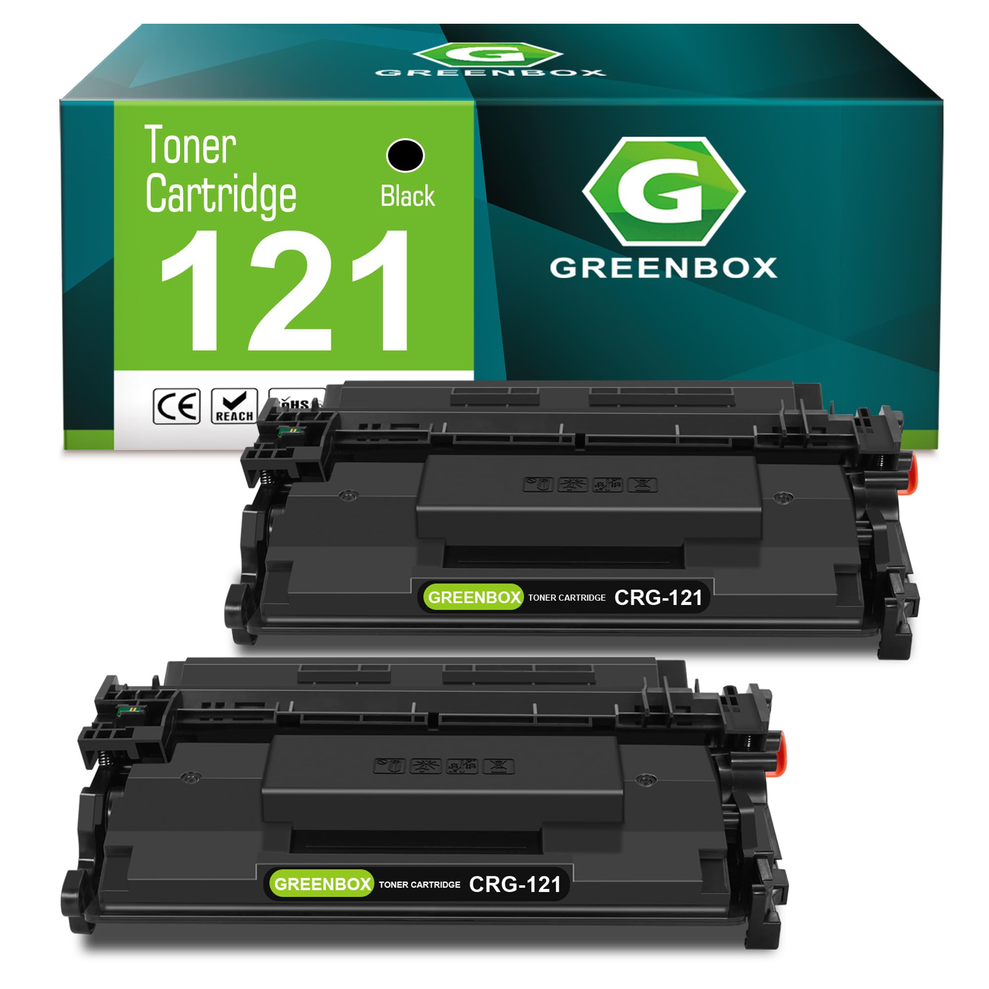 GREENBOX Compatible CRG-121 Toner Cartridge Replacement for Canon 121 CRG121 CRG-121 3252C001 for imageCLASS D1620 D1650 Printer (2 Black, 5,000 Pages