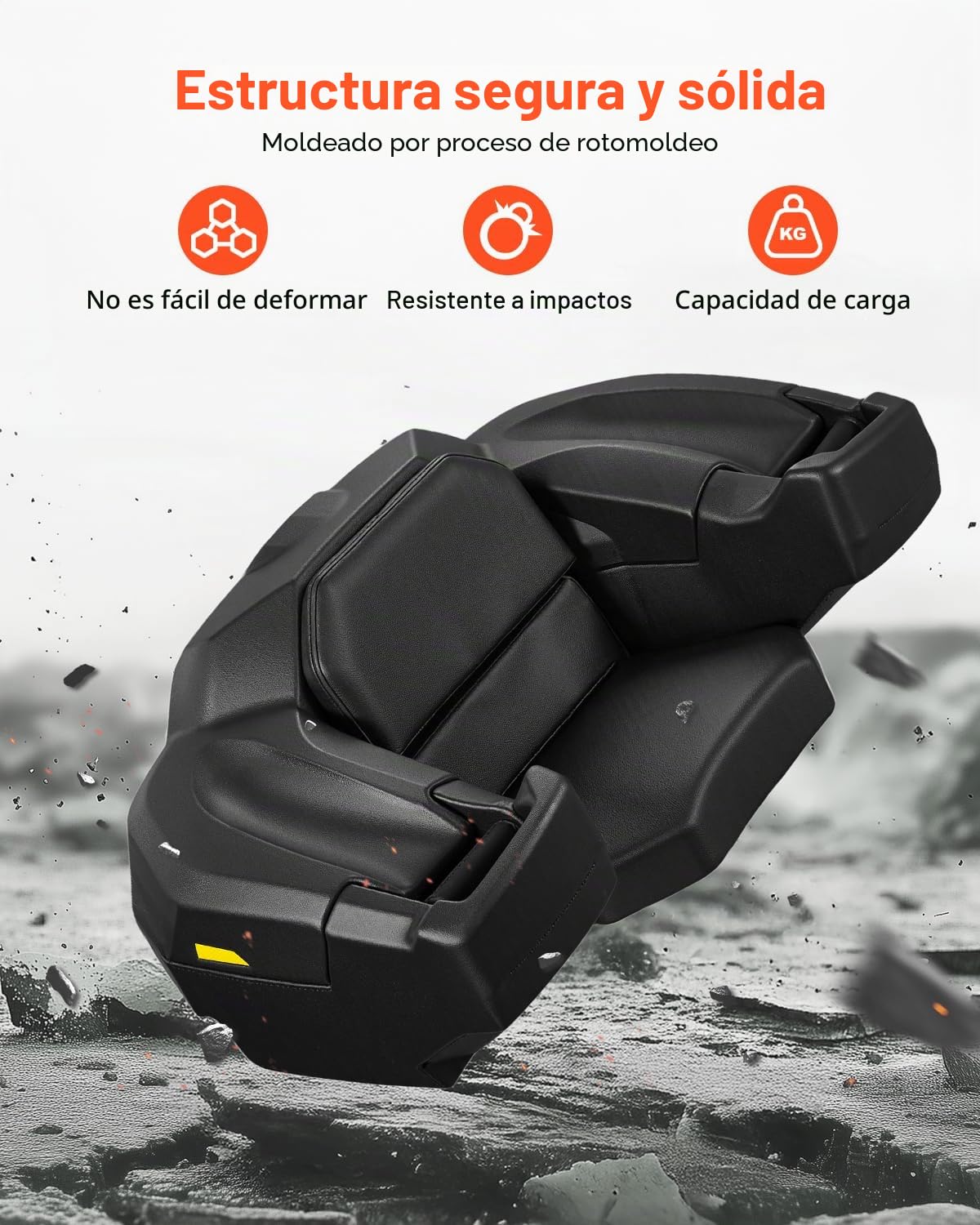 VEVOR Caja de Almacenamiento Trasera y Tumbona para ATV, 95 L, con Asiento y Respaldo, con Cerradura y LLDPE Impermeable, Compatible con Vehículos ATV, UTV y Can-Am, 1080 x 630 x 430 mm, Negro