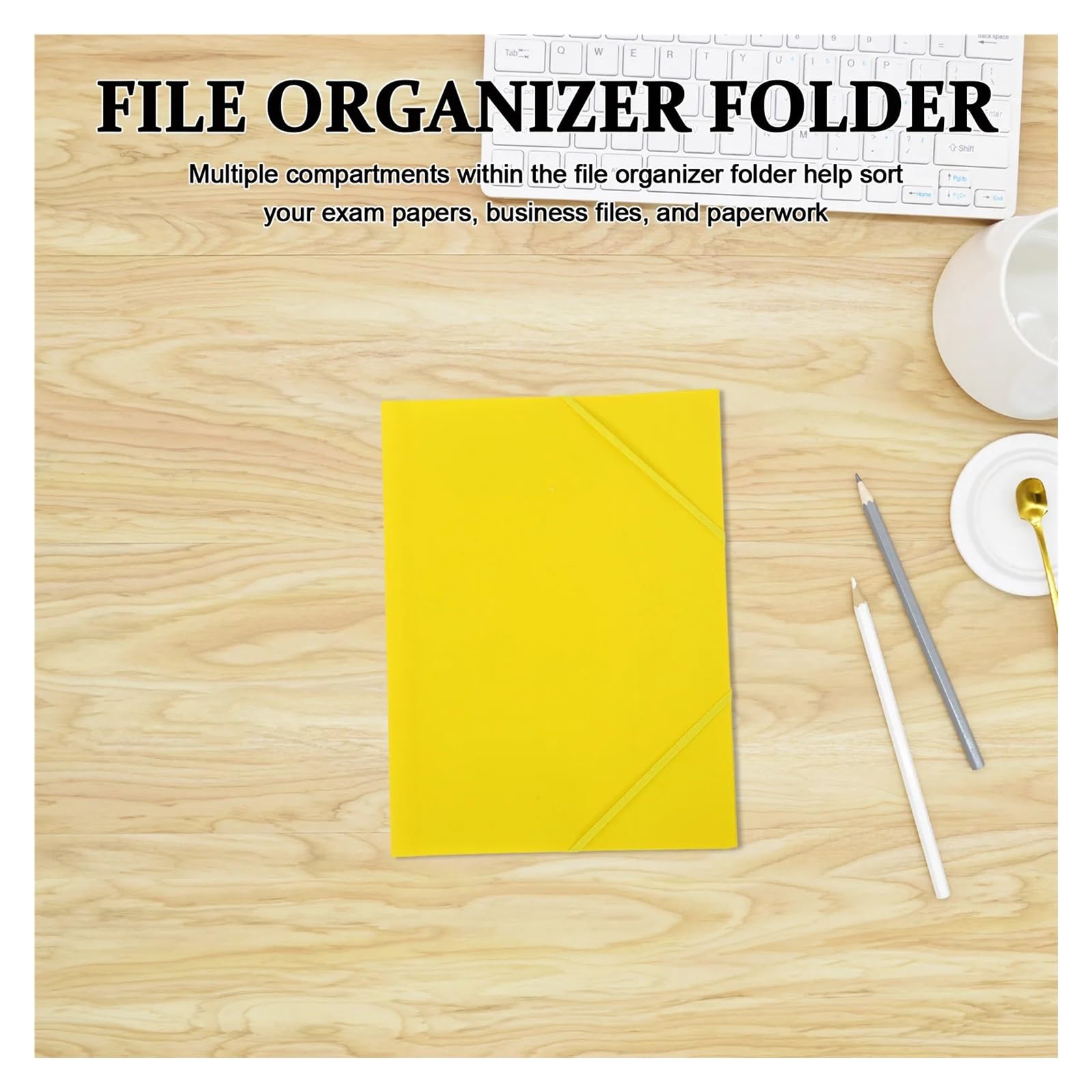Organizer per documenti con elastico Organizer for documenti con fascia elastica for cartelle A4 da 10 pezzi | Portadocumenti for ricevute cartacee giallo con fascette for ufficio scolastico