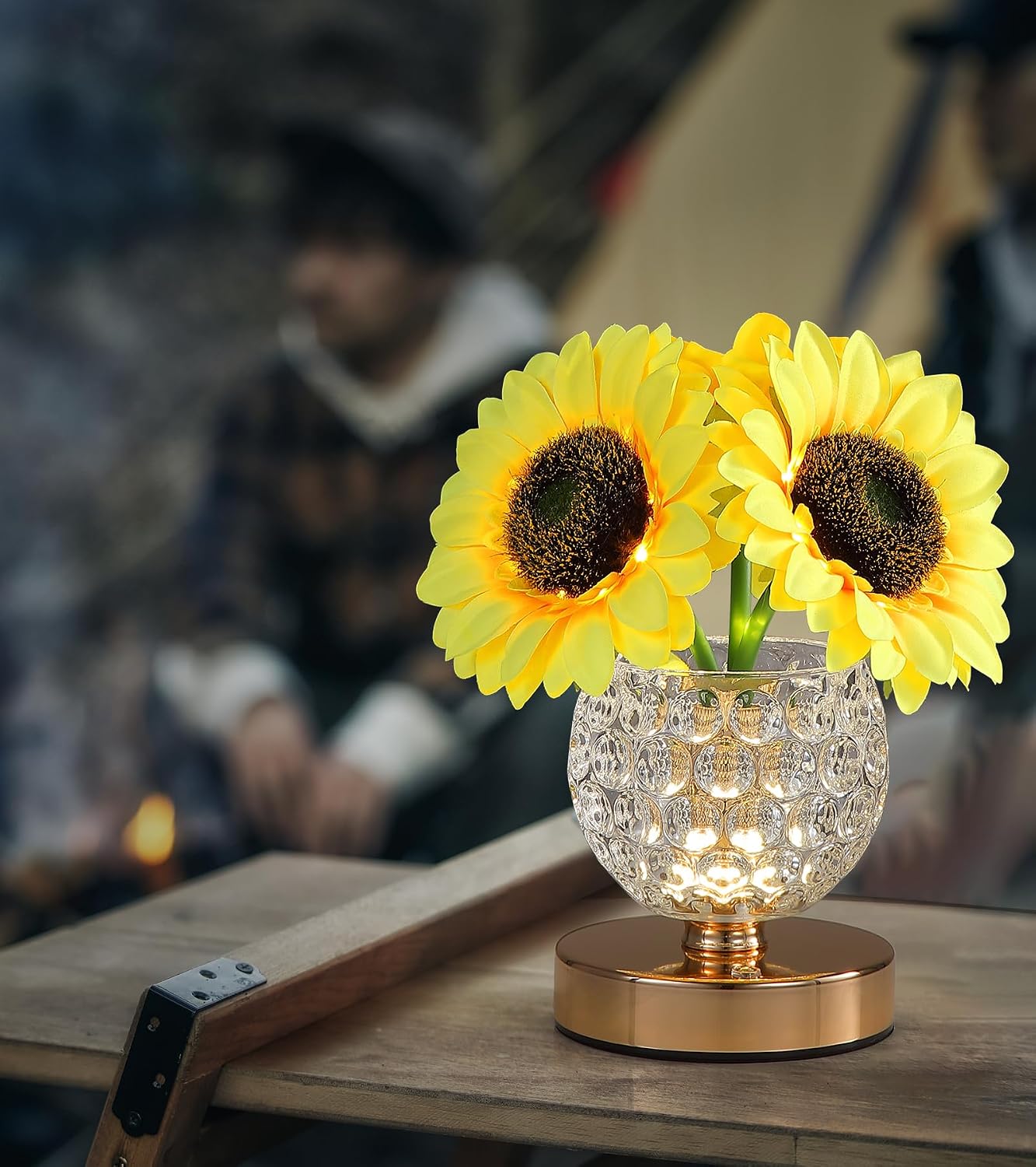 AIHYING Sunflower Lamp, Rechargeable Cordless Touch Lamp with 3-Color Dimming, Crystal Flower Night Light for Bedroom, Gift for Mom/Women, Mother's Day/Birthday