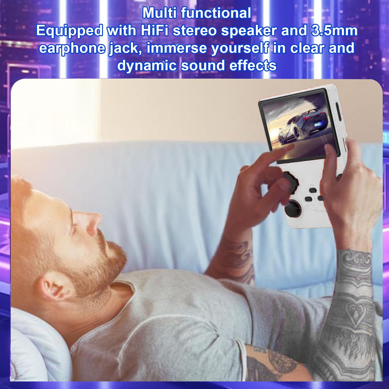 Vikye V40 Pro Handheld Game Console, 3,5 -calowa Konsola Gier w Retro, Naładowane Klasyczne 3800 MAh Podwójne Joysticks Handheld Console (WHITE)