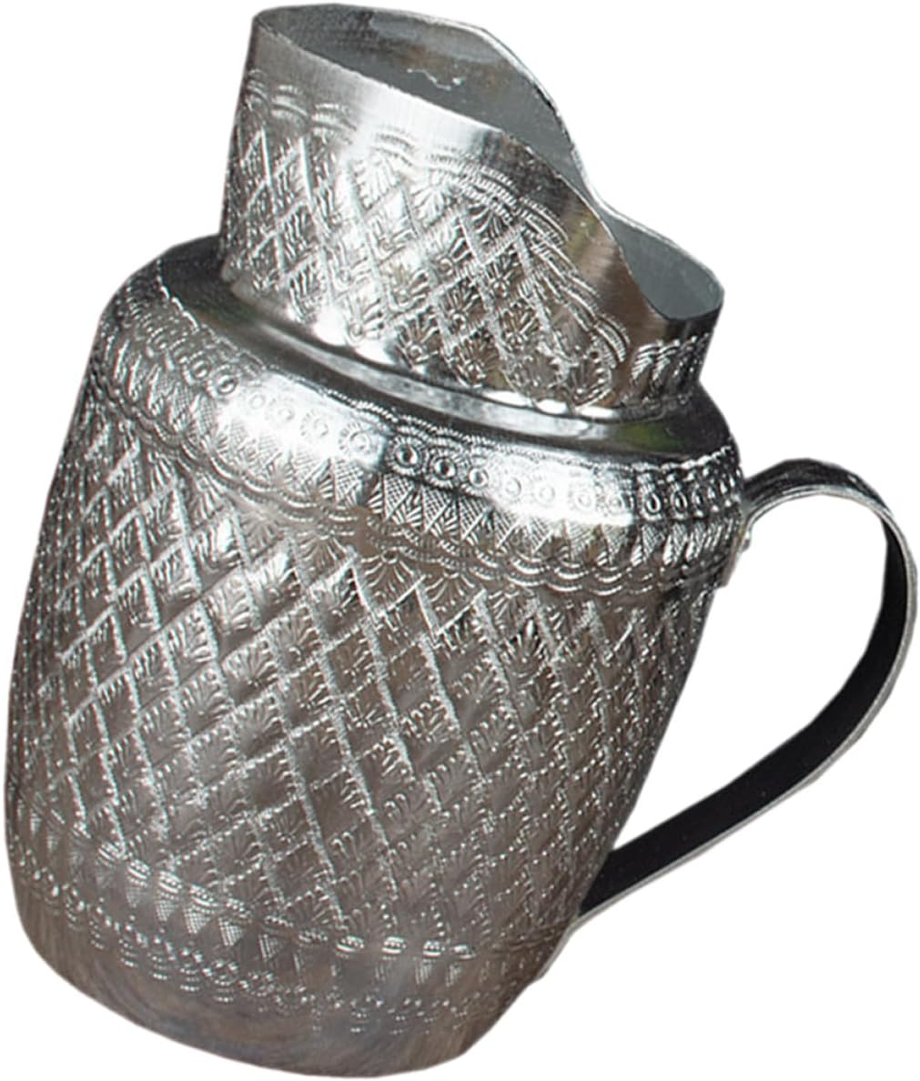 Metal Water Jug and Beverage Dispenser with Wide Mouth, Vintage Style Metal Pitcher for Home and Restaurant Use, Suitable for Juice, Milk, Tea, and Cold Drinks