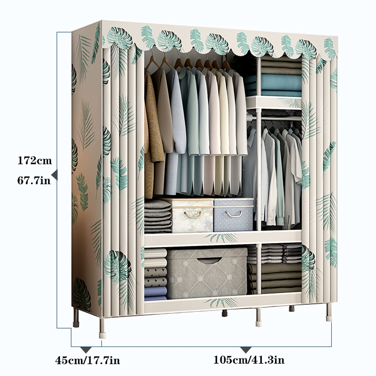 Amoire de Rangement Placard Armoire de garde-robe portable □Stockage Organisateur Organisateur Armoire Armoire Carte de rangement Portable Argendag Organisateur Couvercle en tissu lavable avec poches