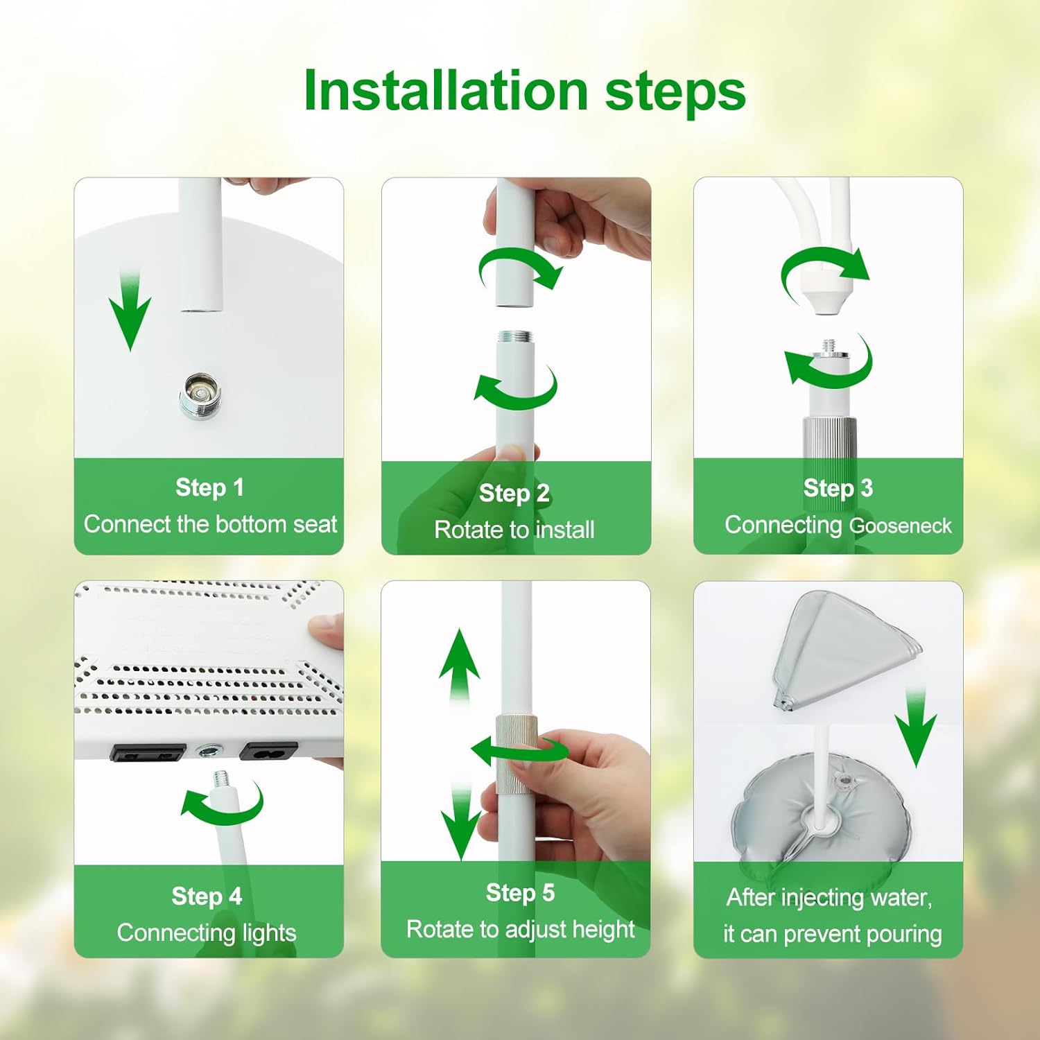 2Head Floor Lamp Grow Light, Bright and Big Coverage Grow Light with Stand for Indoor Tall Plants, Bonsai Tree, 4/8/12/16/20H Timer, 50 Watt Power Draw, NO Need Adapter, 24"-76" Height