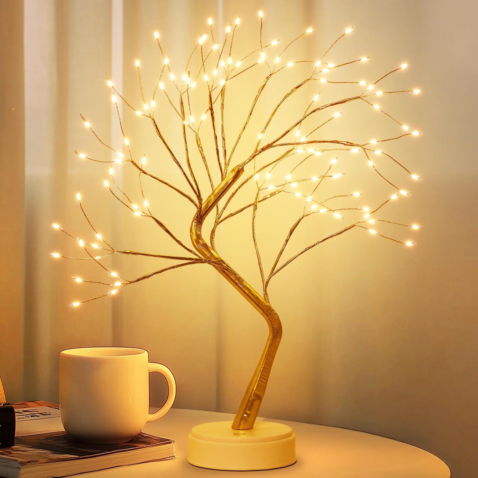 RECHOO LED Lichterbaum Bonsai – 108 LED Warmweiß, USB/Batterie, Verstellbare Äste – Deko Für Wohnzimmer & Weihnachten