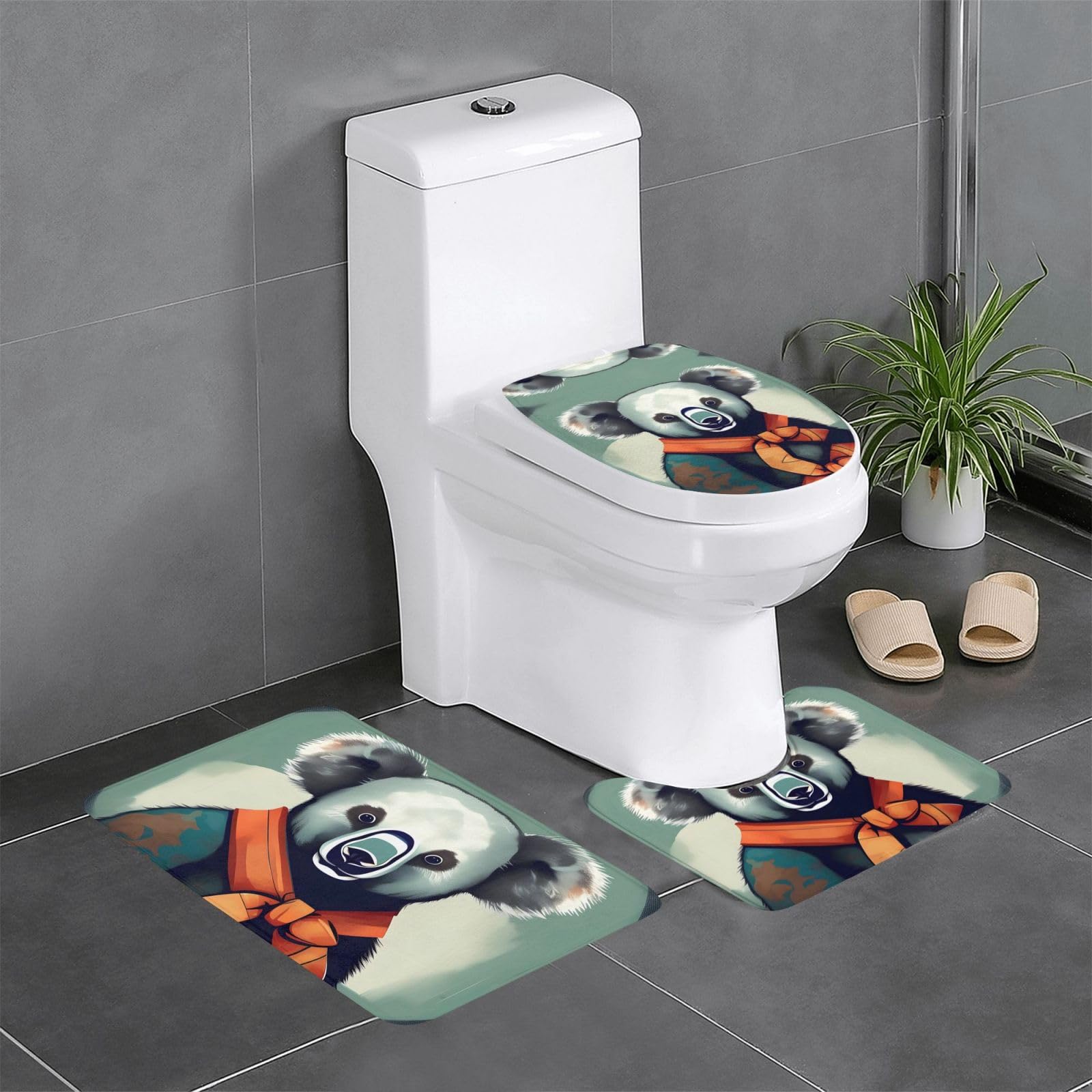 Tapis de bain sécurité pour sol glissant avec lot 3 pièces WC