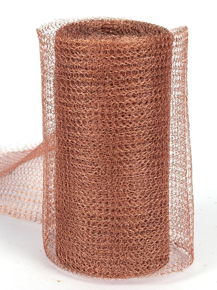Yelschwa Copper Tape Slug Repellent Copper Mesh Slug Repellent Slug Nematodes Snail Repellent Double Layer Knit Copper Wire Rodent Mesh Roll for Mouse & Rat Proof Pest Control Fill Fabric (127mm*1m)