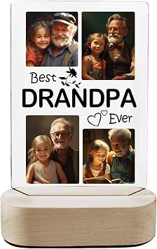 MyBienart Custom Acrylic Photo Panel with Night Light for Fathers Day,Personalized Fathers Day Gifts for Dad from Daughter Son Wife,Best Dad Grandpa Ever Gift