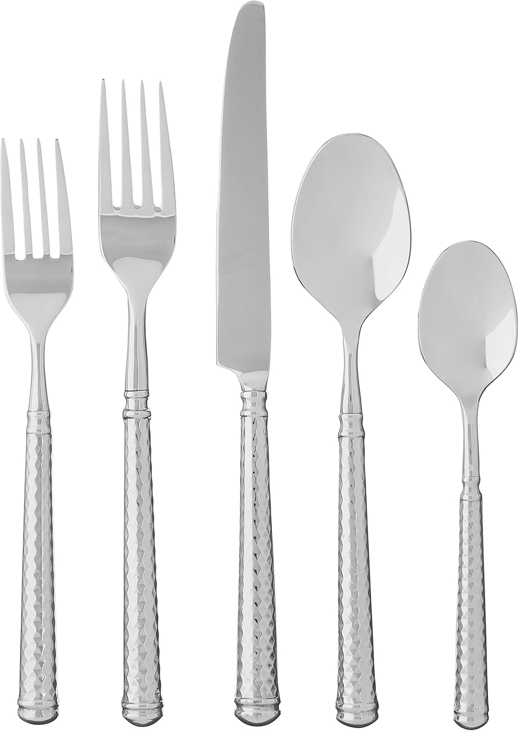 Fortessa Nyssa 18/10 Stainless Steel Hollow Handle Flatware 5 Piece Place Setting, Service for 1