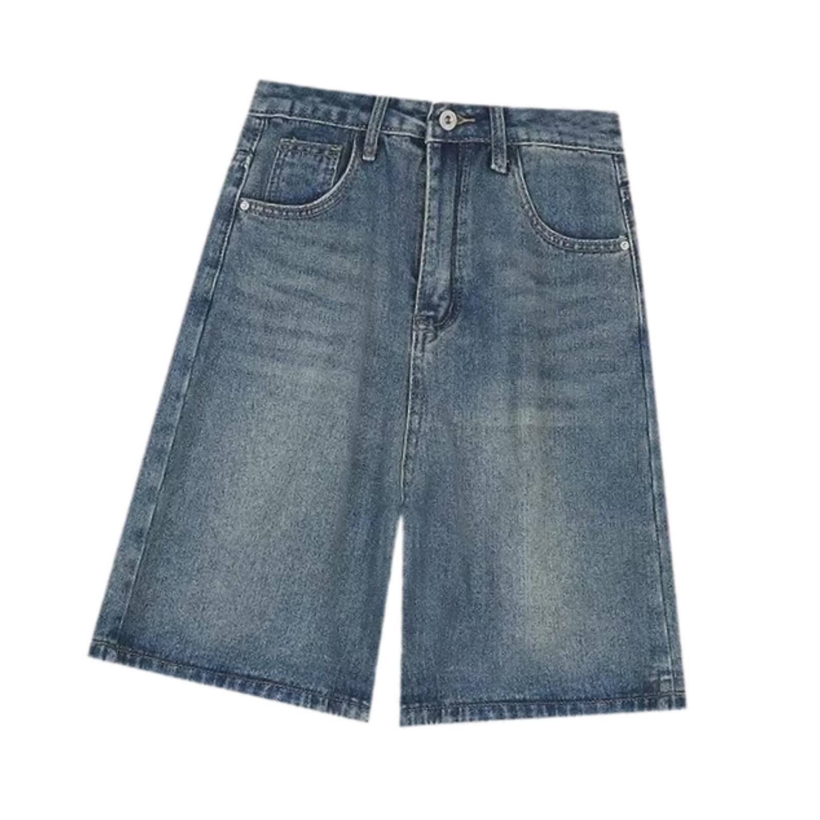 zoomella Womens Denim Shorts Trousers Breathable Five Points for Vacation Beach Party L Dark Blue-picture-16