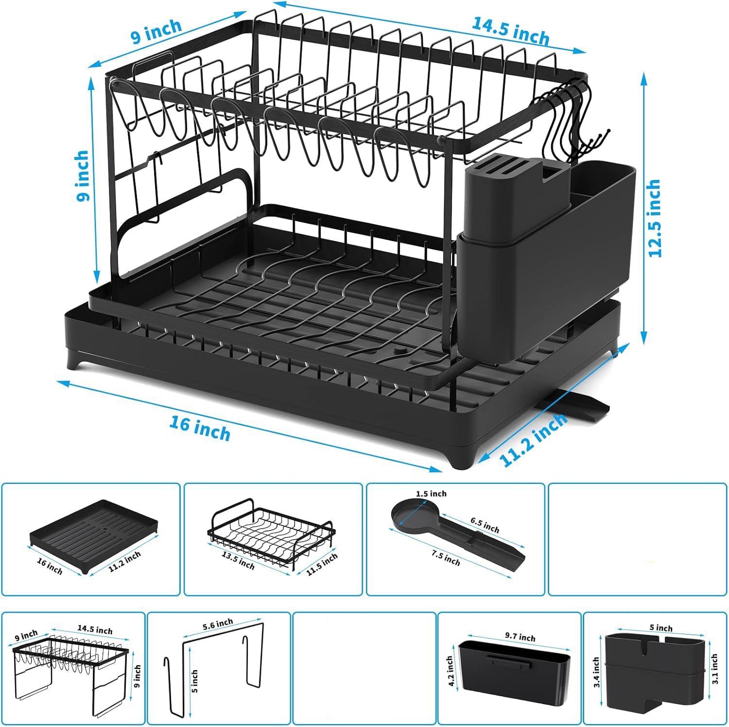 ZENOVIA 2 Tier Dish Drying Rack - Space Saving Kitchen -2