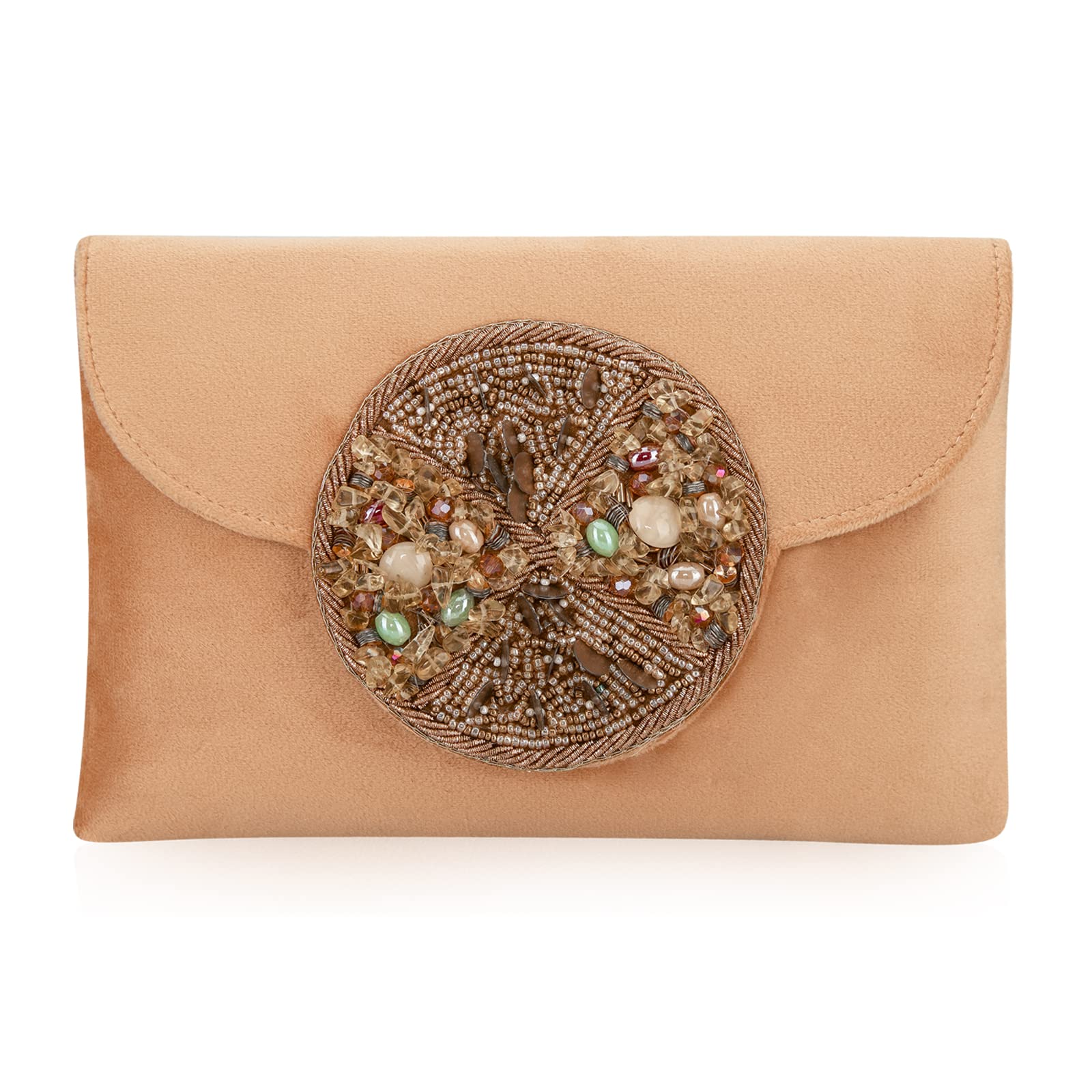 INAAYA - Bridal Accessories Suede Zardozi Designer Wedding Sling Handbags with Circular Embellishment of Multi-stones and Embroidery (Aqua Blue) (B09L75ZXZZ) Amazon Price History, Amazon Price Tracker