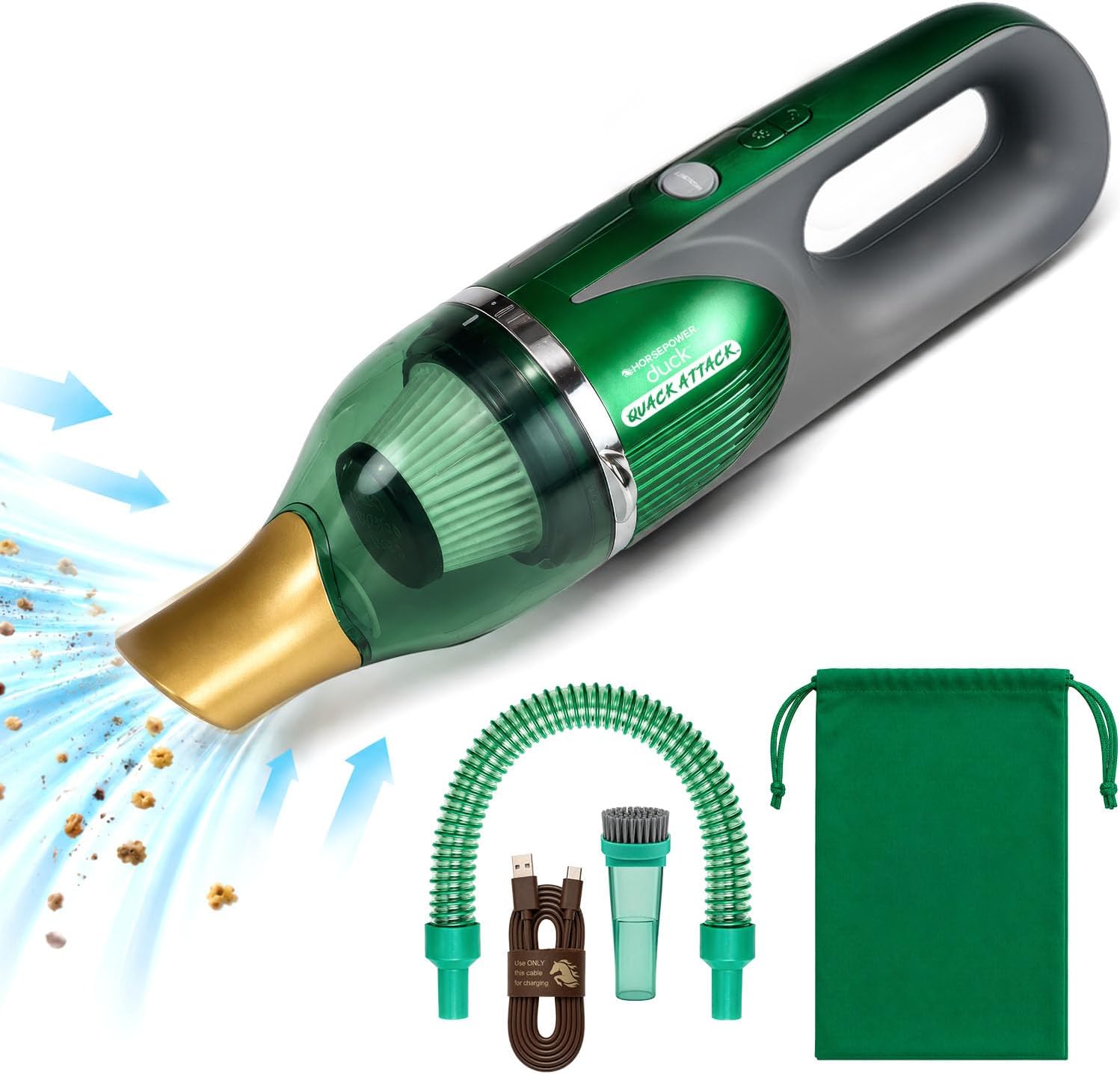 Quack Attack Duck Cordless Handheld Vacuum w/ Quacking Turbo Suction & LEDs