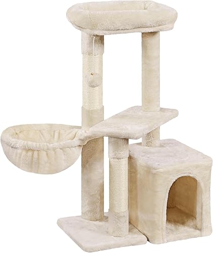 Miniatura 1 de Topeakmart Torre de árbol para gatos de interior, centro de actividades de árbol para gatos de 34.5 pulgadas con condominio y poste rascador, torre