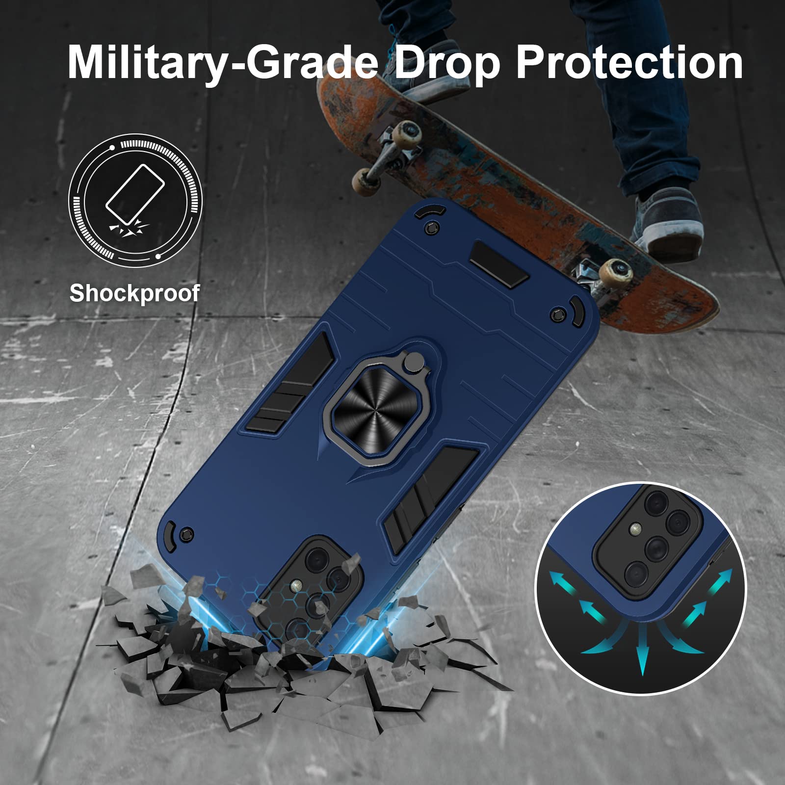 Funda para CMF Phone 2 Pro, Carcasa Antigolpes con Soporte anular metálico, Case Protectora de Grado Militar, Negro — view 316